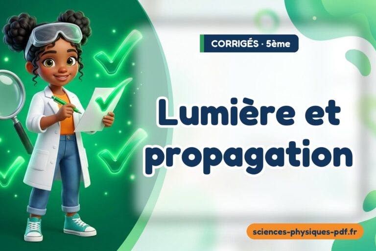 Lumière et propagation : corrigé des exercices de sciences physiques 5e – PDF gratuit à télécharger et imprimer