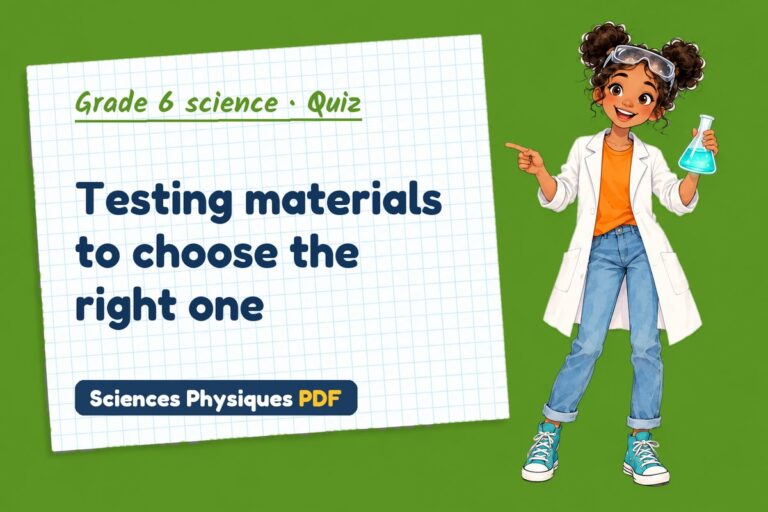 Properties of materials quiz for grade 6 science: 10 questions with answers
