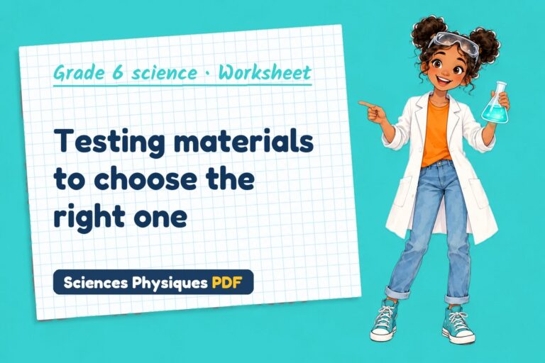 Properties of materials worksheet with answers for grade 6 science (free PDF download)