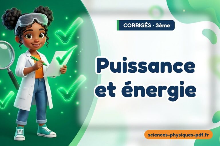 Puissance et énergie : corrigé des exercices de sciences physiques 3e – PDF gratuit à télécharger et imprimer