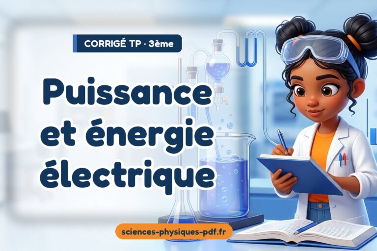 Puissance et énergie électrique : corrigé du TP de sciences physiques 3e – PDF gratuit à télécharger et imprimer