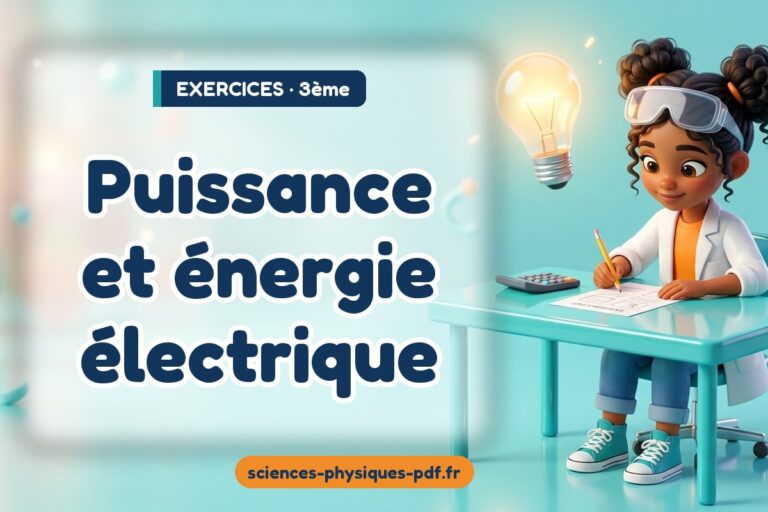 Puissance et énergie électrique : exercices de sciences physiques en 3e – PDF gratuit à télécharger et imprimer