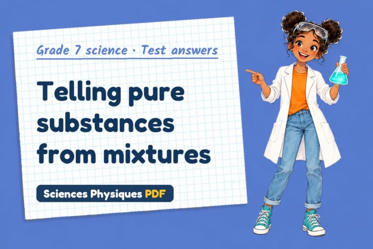Pure substances test answers and mark scheme for grade 7 science (free PDF download)