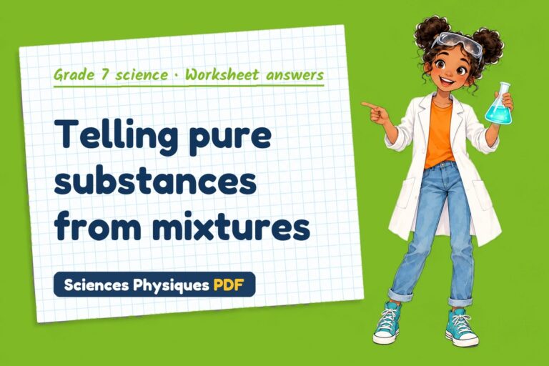Pure substances worksheet answers for grade 7 science (free PDF download)