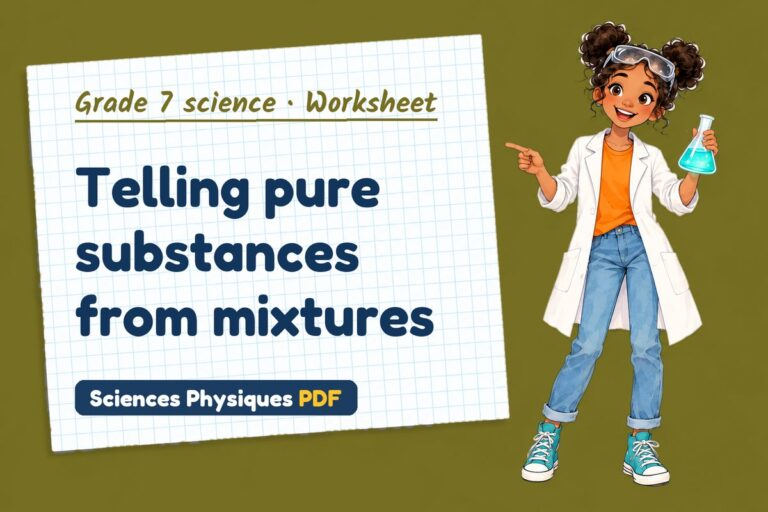 Pure substances worksheet with answers for grade 7 science (free PDF download)