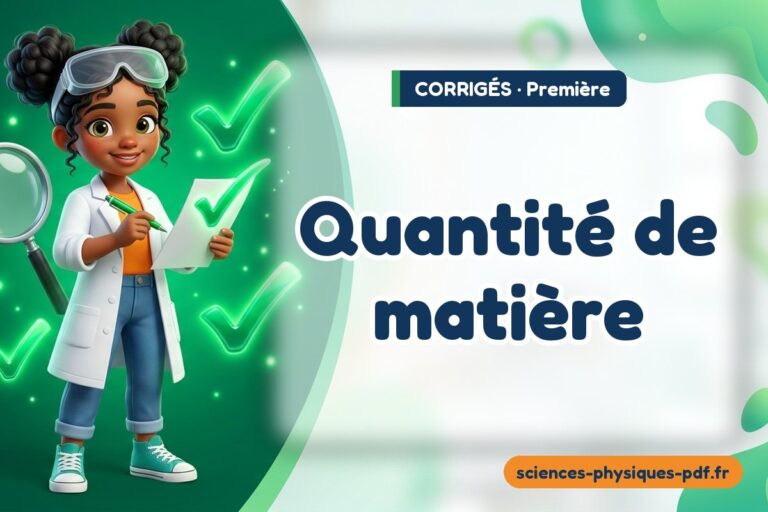 Quantité de matière : corrigé des exercices de physique première – PDF gratuit à télécharger et imprimer