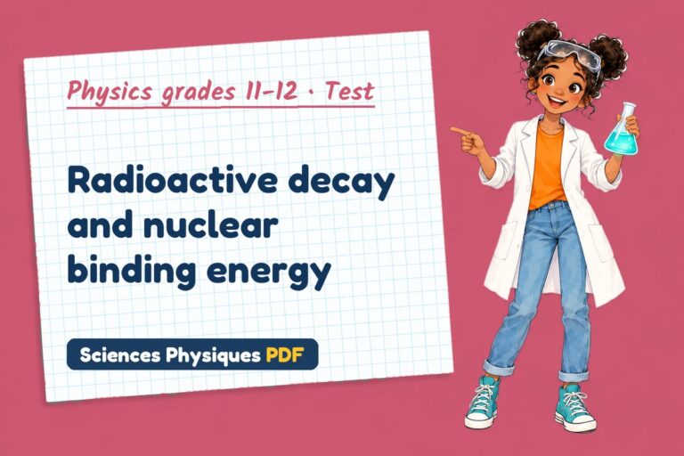 Radioactive decay test with answers for A Level physics (free PDF download)