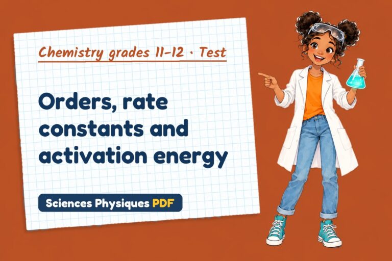 Rate equations test with answers for A Level chemistry (free PDF download)