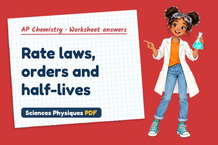 Rate law worksheet answers for AP Chemistry (free PDF download)