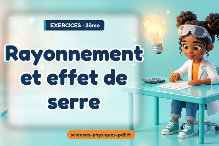 Rayonnement et effet de serre : exercices de sciences physiques en 3e – PDF gratuit à télécharger et imprimer