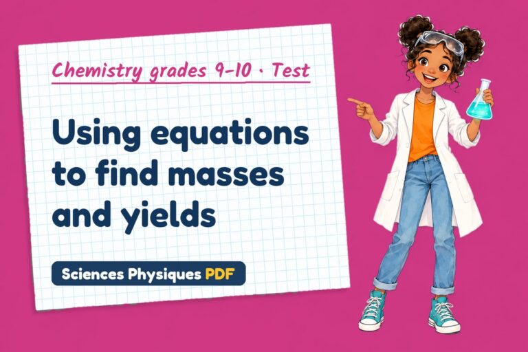Reacting masses test with answers for GCSE chemistry (free PDF download)