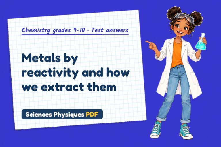 Reactivity series test answers and mark scheme for GCSE chemistry (free PDF download)