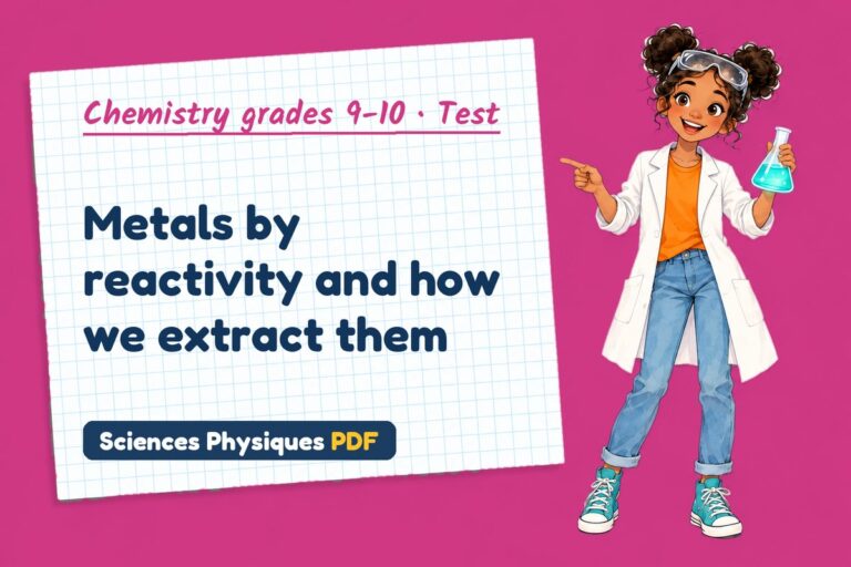 Reactivity series test with answers for GCSE chemistry (free PDF download)