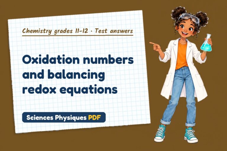 Redox reactions test answers and mark scheme for A Level chemistry (free PDF download)