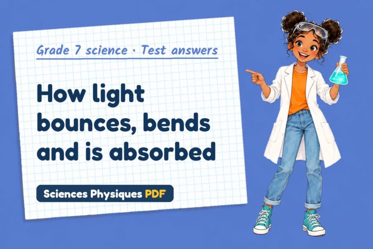 Reflection of light test answers and mark scheme for grade 7 science (free PDF download)