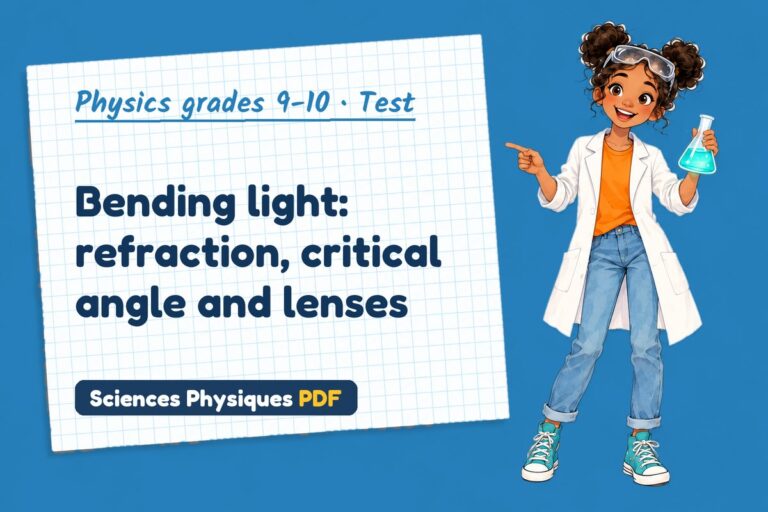 Refractive index test with answers for GCSE physics (free PDF download)