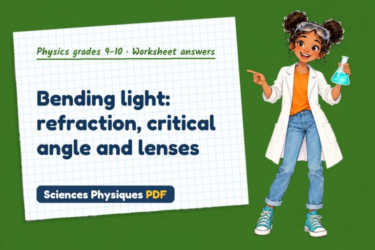Refractive index worksheet answers for GCSE physics (free PDF download)