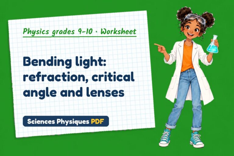 Refractive index worksheet with answers for GCSE physics (free PDF download)