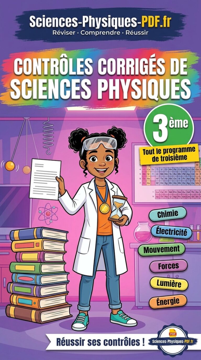 Contrôles corrigés de sciences physiques 3ème : livre PDF de 133 pages