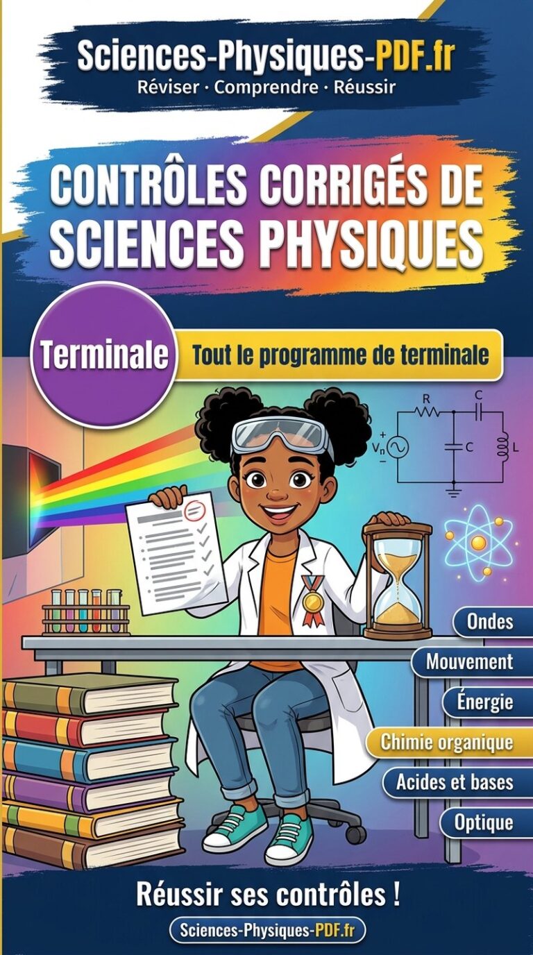 Contrôles corrigés de sciences physiques Terminale : livre PDF de 81 pages