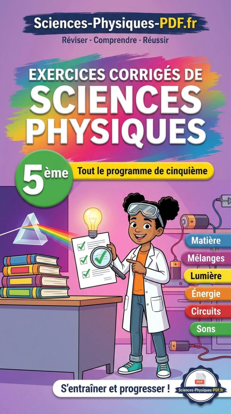 Exercices corrigés de sciences physiques 5ème : livre PDF de 146 pages