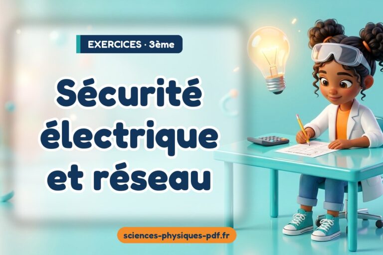 Sécurité électrique et réseau : exercices de sciences physiques en 3e – PDF gratuit à télécharger et imprimer