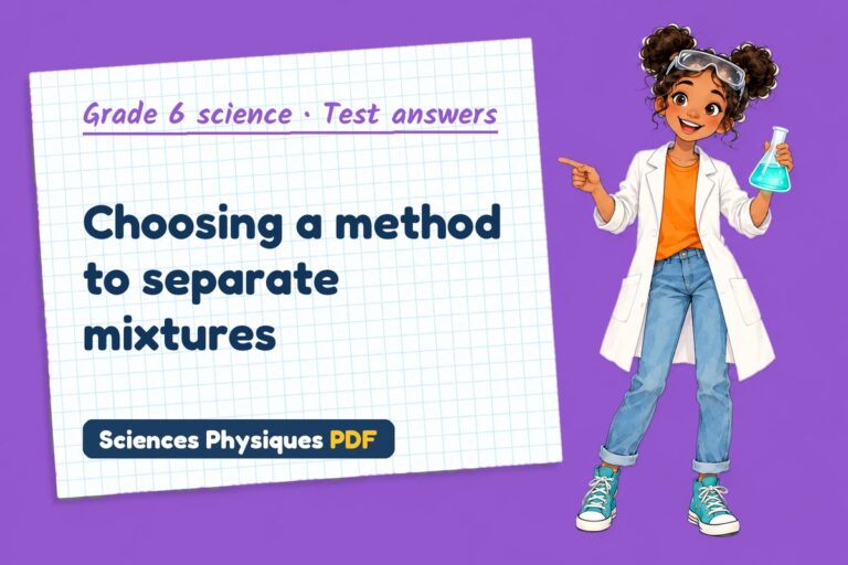 Separating mixtures test answers and mark scheme for grade 6 science (free PDF download)
