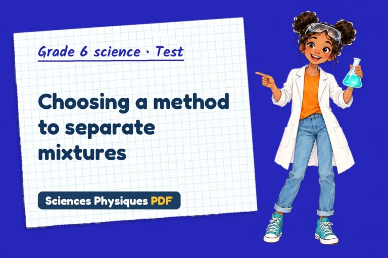 Separating mixtures test with answers for grade 6 science (free PDF download)