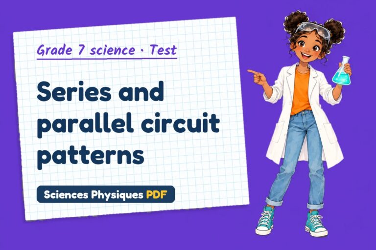 Series and parallel circuits test with answers for grade 7 science (free PDF download)