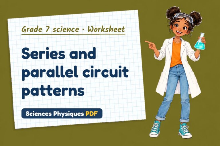 Series and parallel circuits worksheet with answers for grade 7 science (free PDF download)