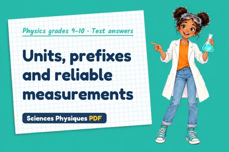 SI units test answers and mark scheme for GCSE physics (free PDF download)