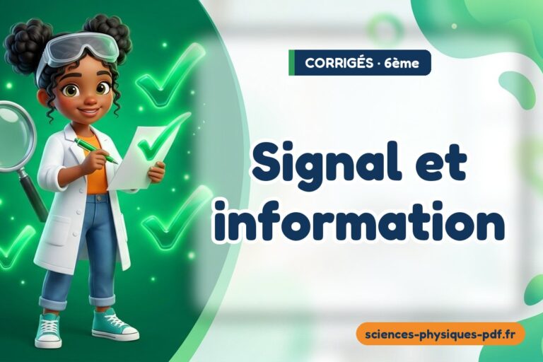 Signal et information : corrigé des exercices de sciences physiques 6e – PDF gratuit à télécharger et imprimer