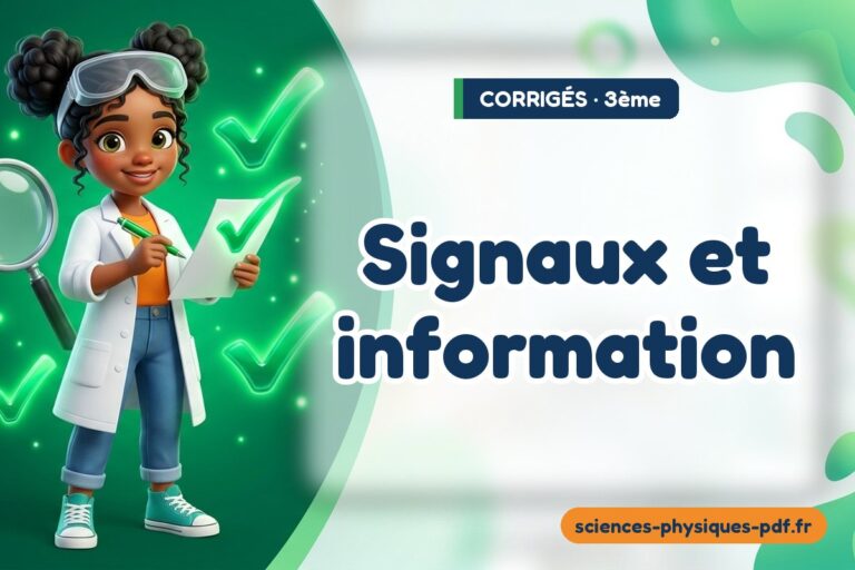 Signaux et information : corrigé des exercices de sciences physiques 3e – PDF gratuit à télécharger et imprimer