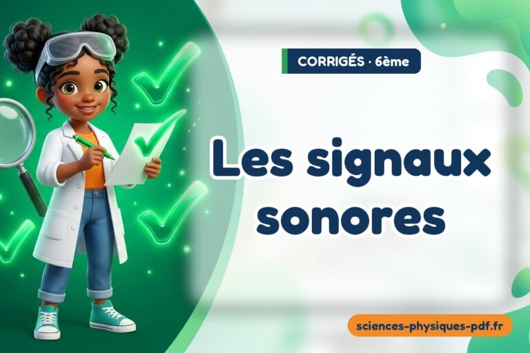 Les signaux sonores : corrigé des exercices de sciences physiques 6e – PDF gratuit à télécharger et imprimer