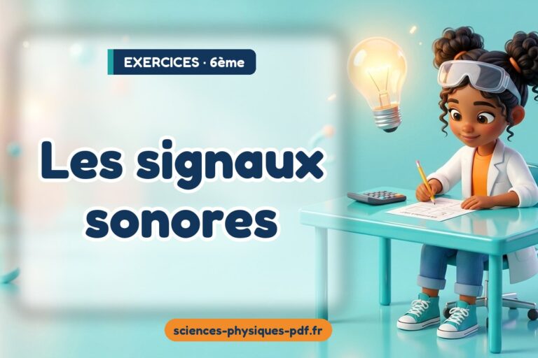 Les signaux sonores : exercices de sciences physiques en 6e – PDF gratuit à télécharger et imprimer