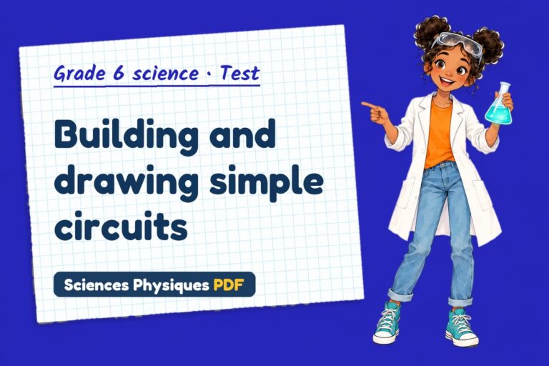 Simple circuits test with answers for grade 6 science (free PDF download)
