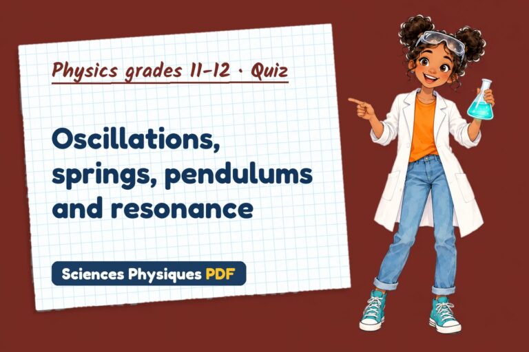 Simple harmonic motion quiz for A Level physics: 10 questions with answers