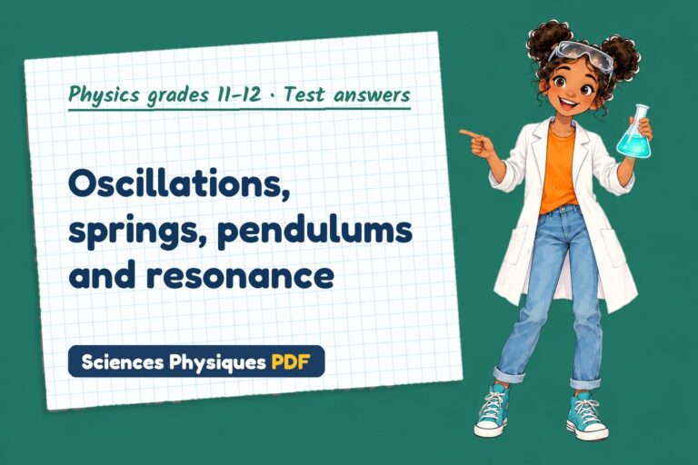 Simple harmonic motion test answers and mark scheme for A Level physics (free PDF download)