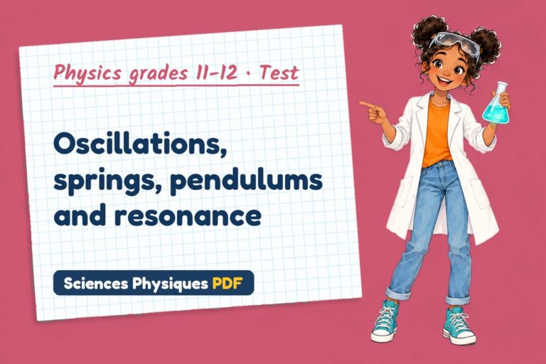 Simple harmonic motion test with answers for A Level physics (free PDF download)