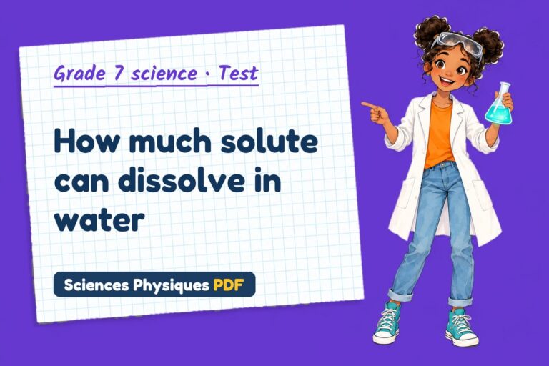 Solubility test with answers for grade 7 science (free PDF download)