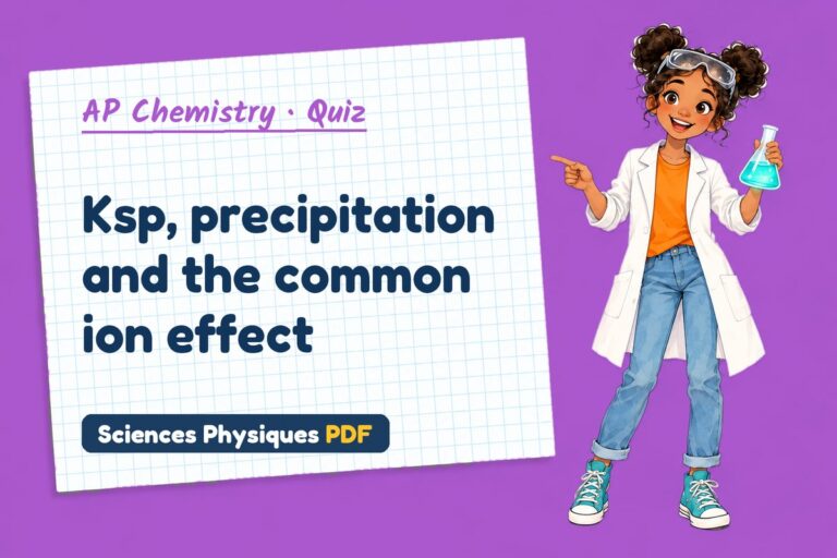 Solubility product Ksp quiz for AP Chemistry: 10 questions with answers