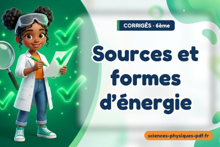 Sources et formes d’énergie : corrigé exercices de sciences physiques 6e – PDF gratuit à télécharger et imprimer