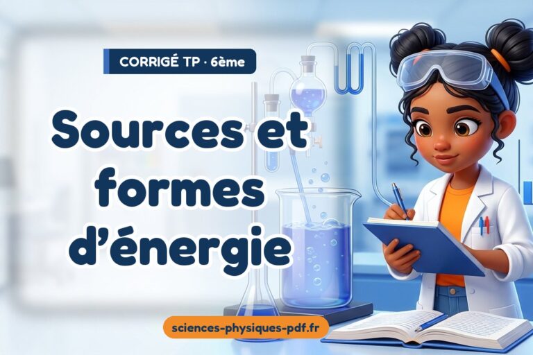 Sources et formes d’énergie : corrigé du TP de sciences physiques 6e – PDF gratuit à télécharger et imprimer