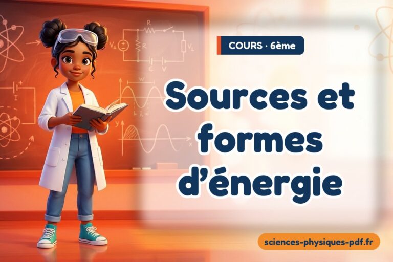 Sources et formes d’énergie : cours de sciences physiques en 6e – PDF gratuit à télécharger et imprimer
