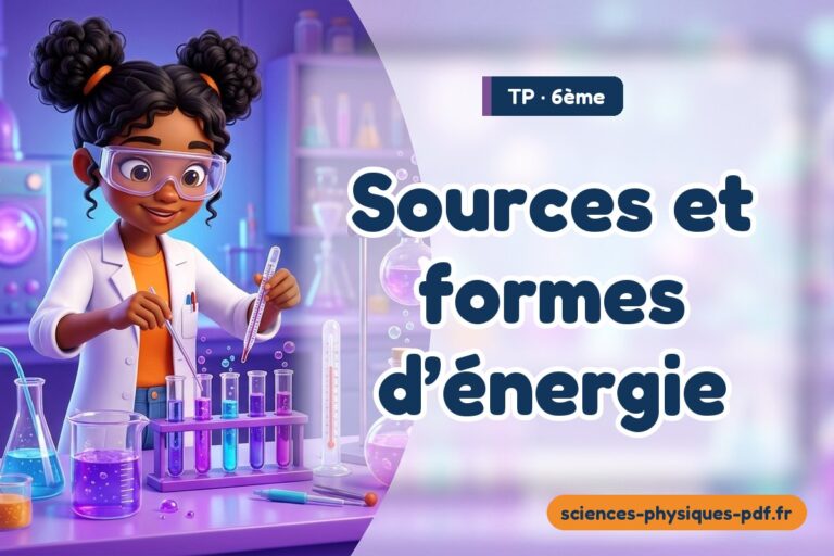 Sources et formes d’énergie : TP de sciences physiques en 6e – PDF gratuit à télécharger et imprimer
