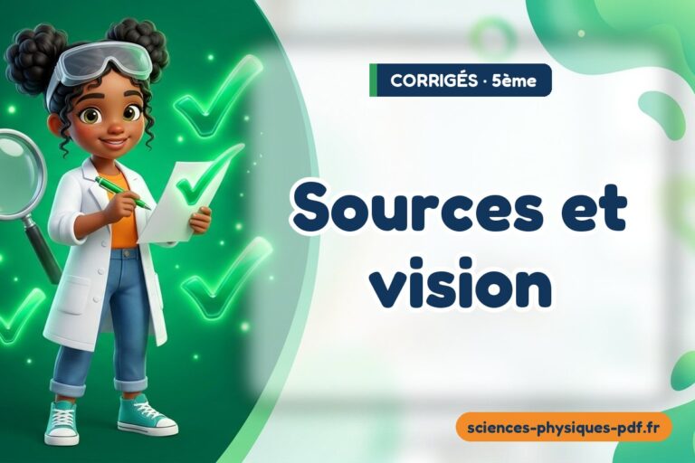 Sources et vision : corrigé des exercices de sciences physiques 5e – PDF gratuit à télécharger et imprimer