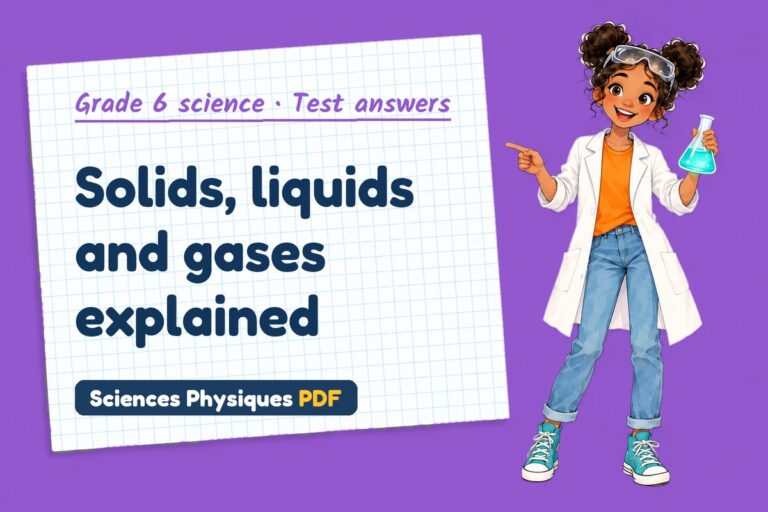 States of matter test answers and mark scheme for grade 6 science (free PDF download)