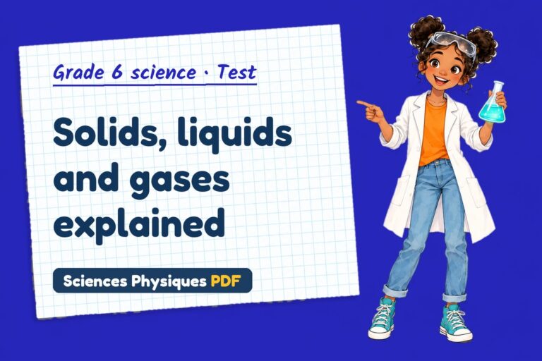 States of matter test with answers for grade 6 science (free PDF download)