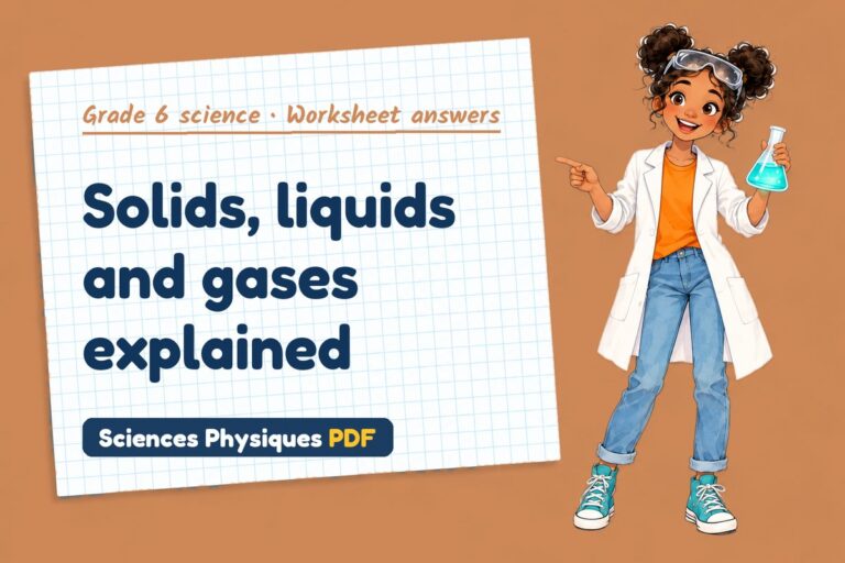 States of matter worksheet answers for grade 6 science (free PDF download)