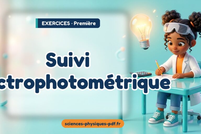 Suivi spectrophotométrique : exercices de sciences physiques en première – PDF gratuit à télécharger et imprimer